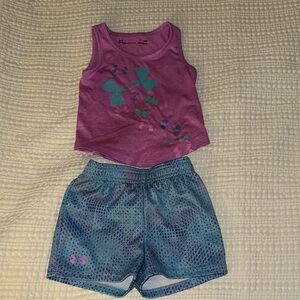Under Armour Purple Tank with Teal-Blue Patterned Shorts